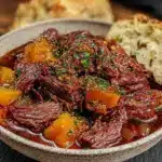 cozy slow cooker beef and butternut squash stew - featured image