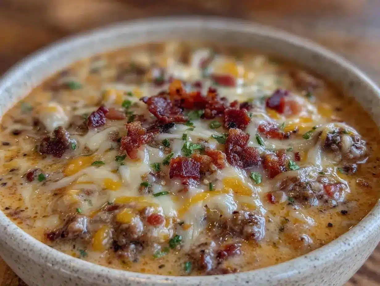 cozy slow cooker cheeseburger soup preparation steps