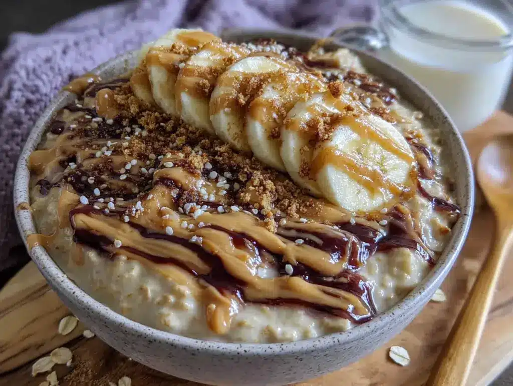 creamy overnight peanut butter banana protein oats - featured image