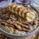 creamy overnight peanut butter banana protein oats - featured image