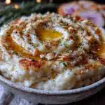 creamy roasted garlic mashed cauliflower - featured image
