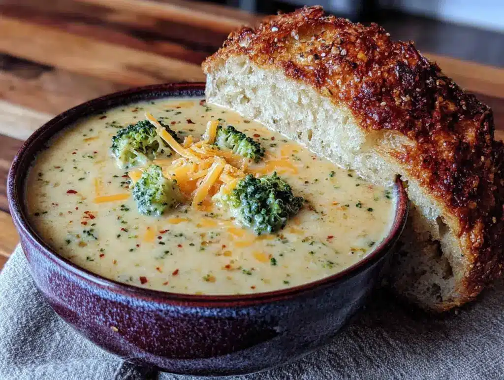 crockpot cheddar broccoli soup - featured image