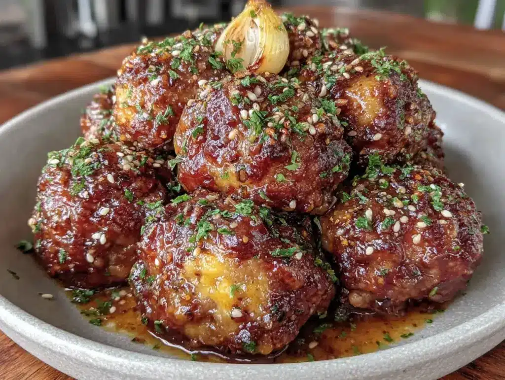 crockpot honey garlic meatballs - featured image