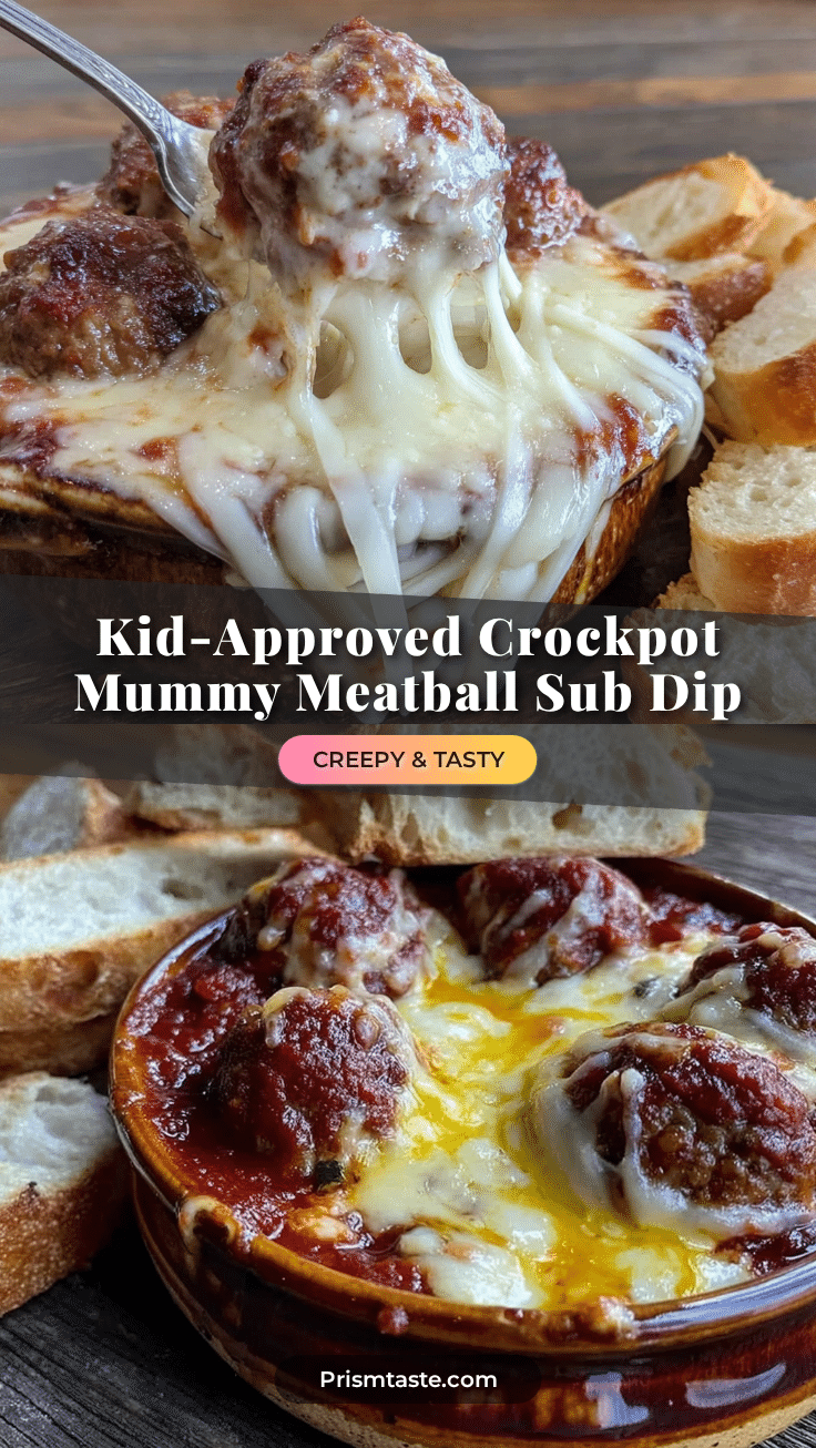 crockpot mummy meatball sub dip recipe