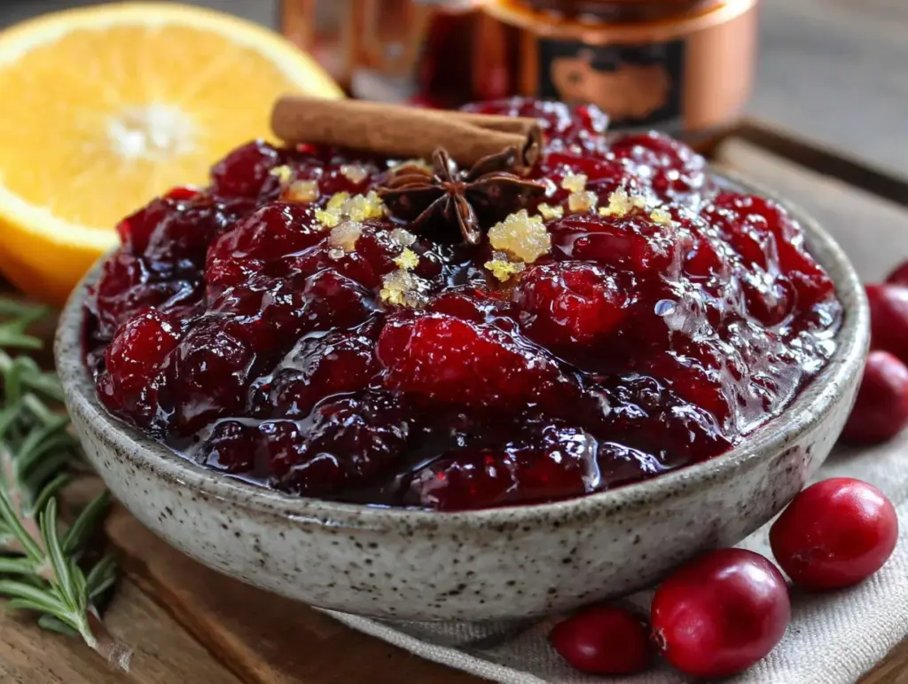 easy homemade cranberry orange sauce with ginger - featured image