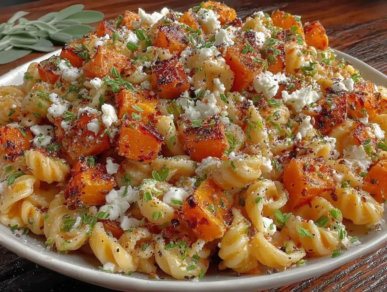 fall pasta salad with roasted butternut squash preparation steps