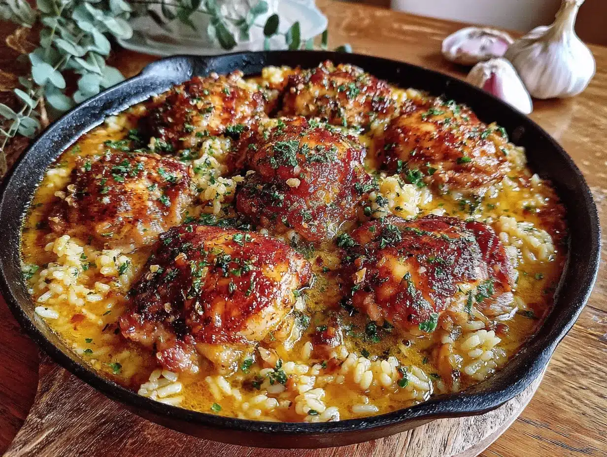 garlic butter chicken and rice preparation steps