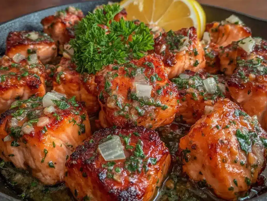 garlic butter salmon bites - featured image