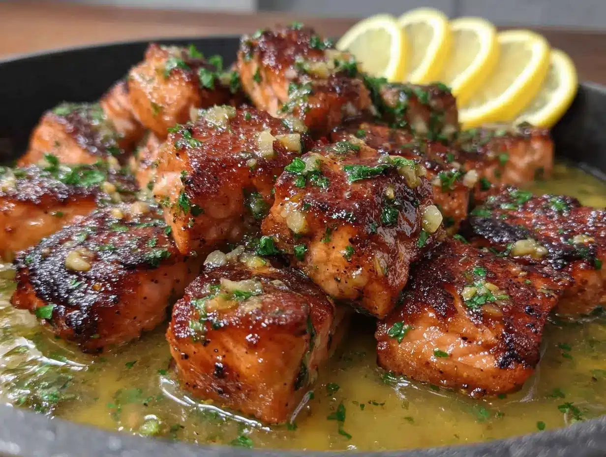 garlic butter salmon bites preparation steps