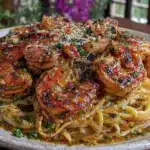 garlic butter shrimp pasta - featured image