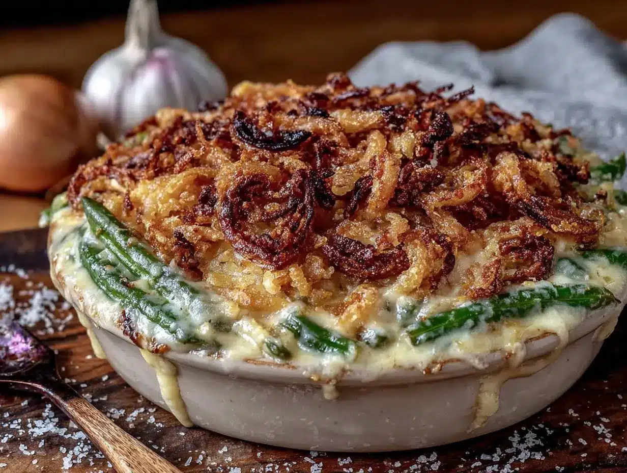 garlic parmesan green bean casserole preparation steps