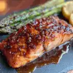 honey garlic baked salmon with crispy skin - featured image