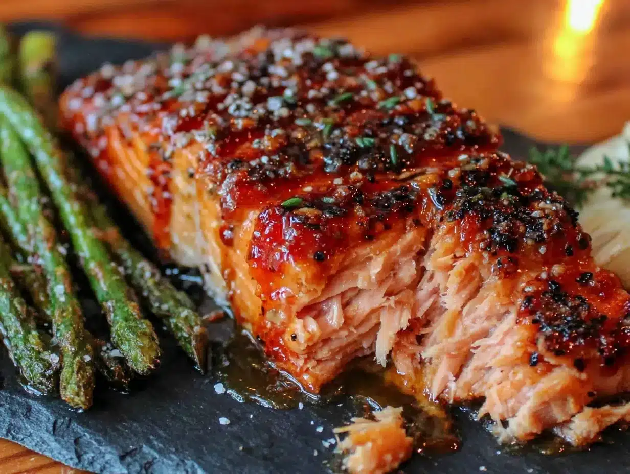 honey garlic baked salmon with crispy skin preparation steps