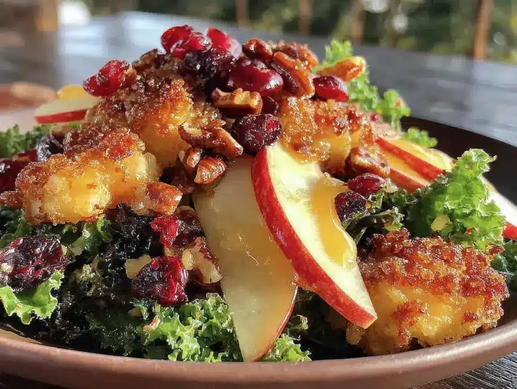 kale salad with apples and cranberries - featured image