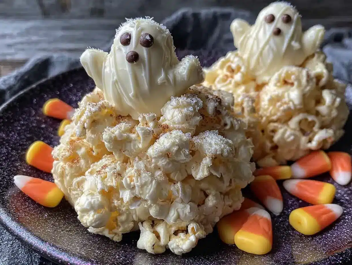 kid-friendly Halloween popcorn mix with white chocolate ghosts preparation steps