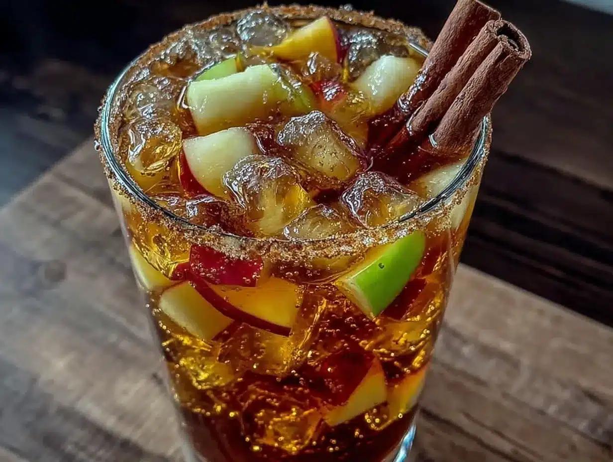 light apple cider sangria with cinnamon sticks preparation steps