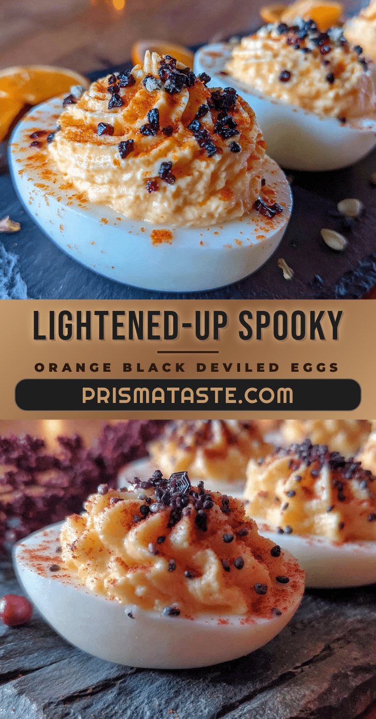lightened-up spooky orange black deviled eggs recipe
