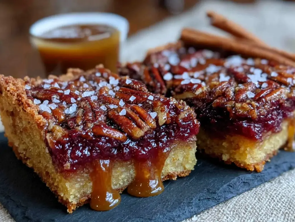 maple bourbon pecan pie bars - featured image