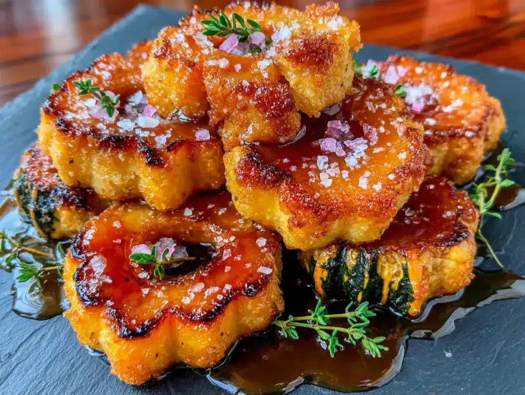 maple glazed roasted acorn squash rings - featured image