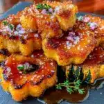 maple glazed roasted acorn squash rings - featured image