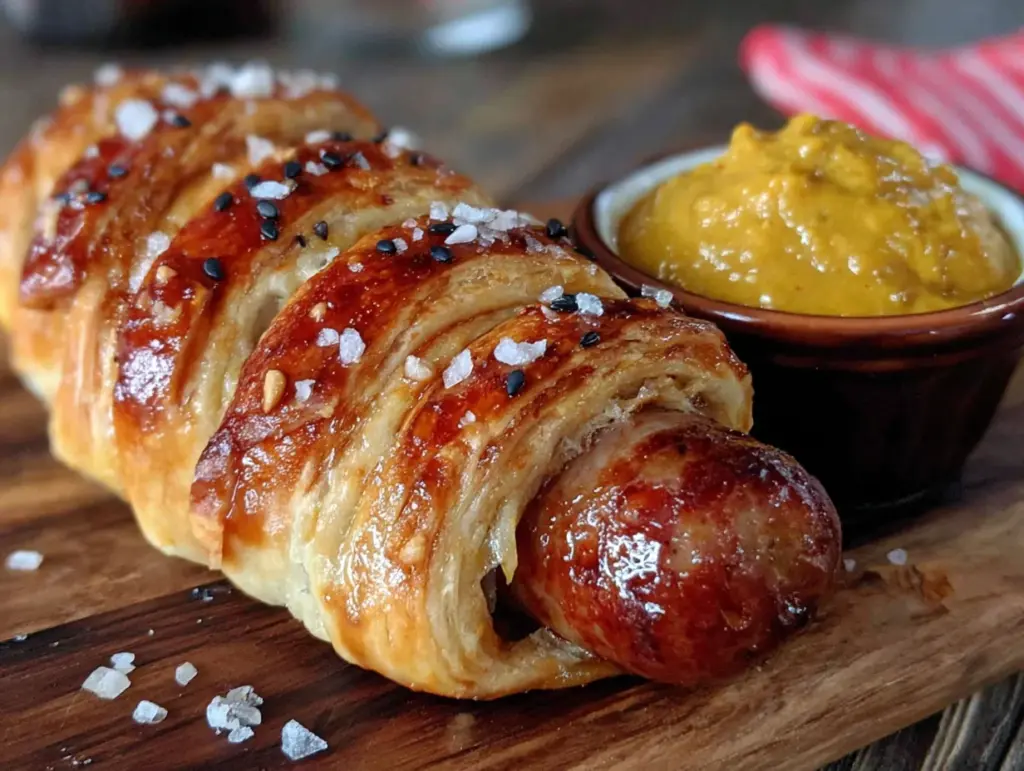 mummy pigs in a blanket with spicy mustard - featured image