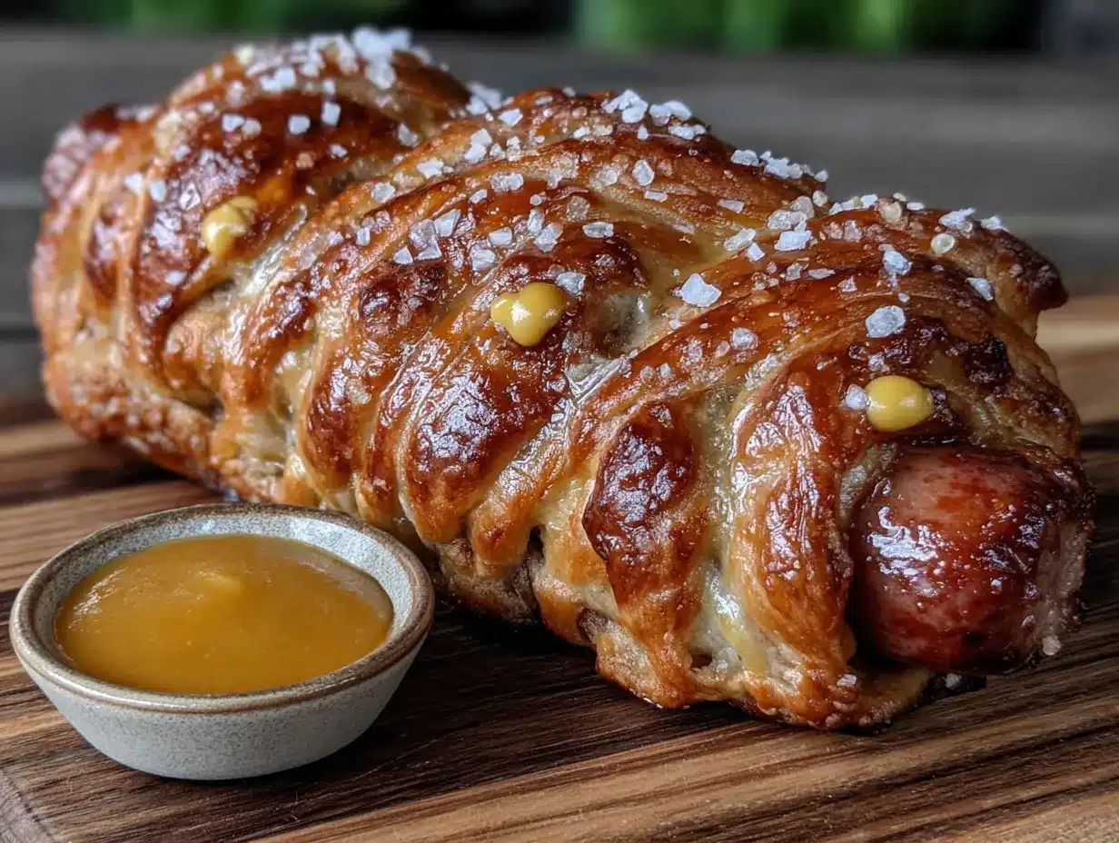 Mummy Stuffed Pretzel Dogs preparation steps