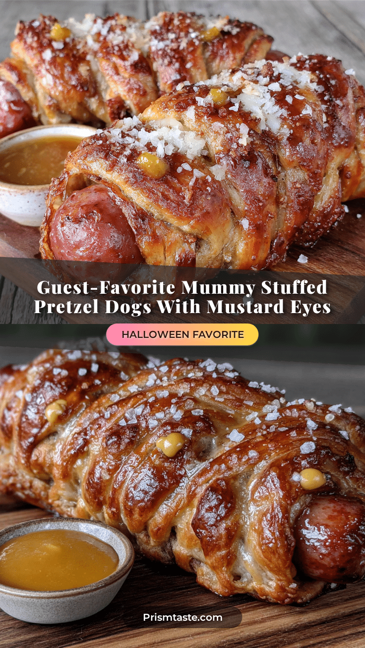 Mummy Stuffed Pretzel Dogs recipe
