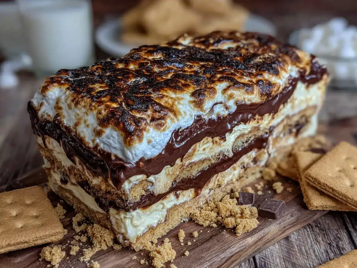 no-bake smores icebox cake preparation steps
