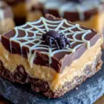 no-bake spiderweb peanut butter bars - featured image