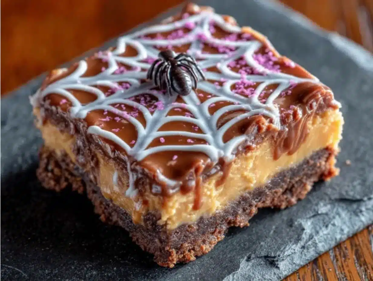 no-bake spiderweb peanut butter bars preparation steps