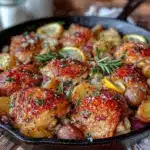 one-pan lemon herb chicken and potatoes - featured image