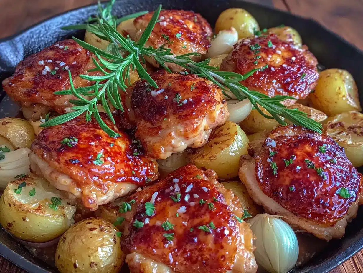 one-pan lemon herb chicken and potatoes preparation steps