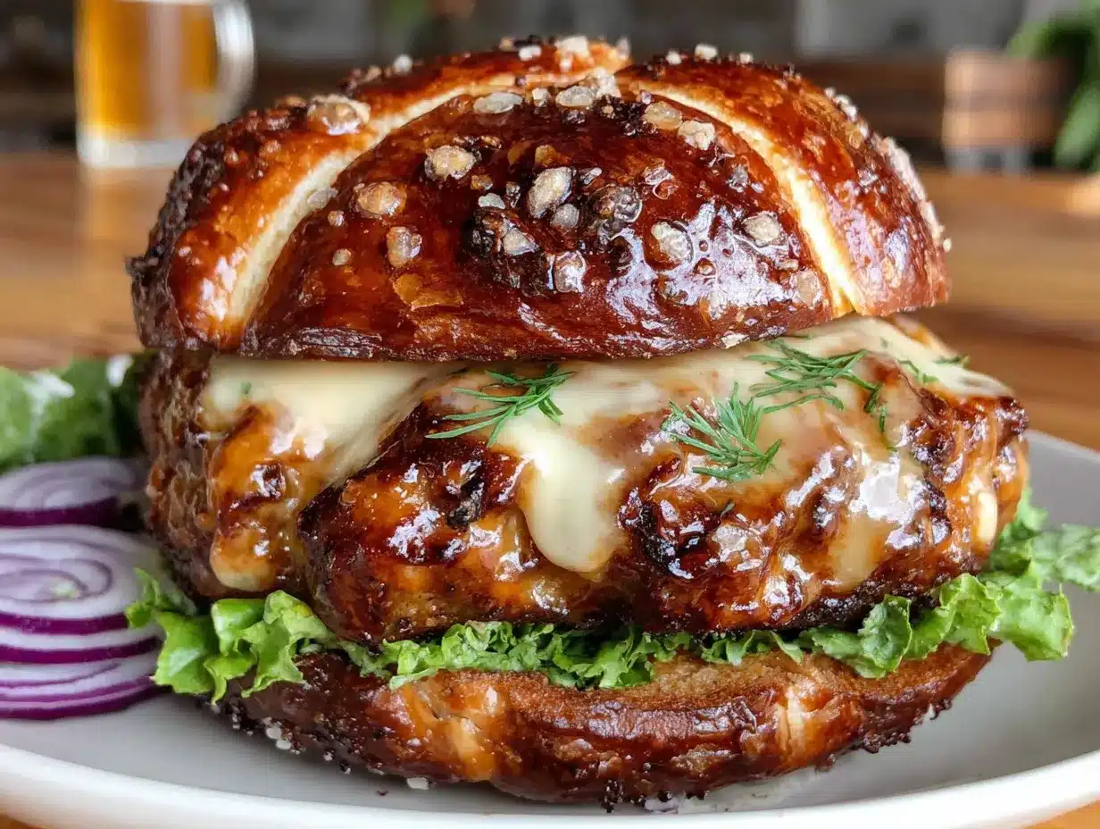 pretzel bun burger preparation steps