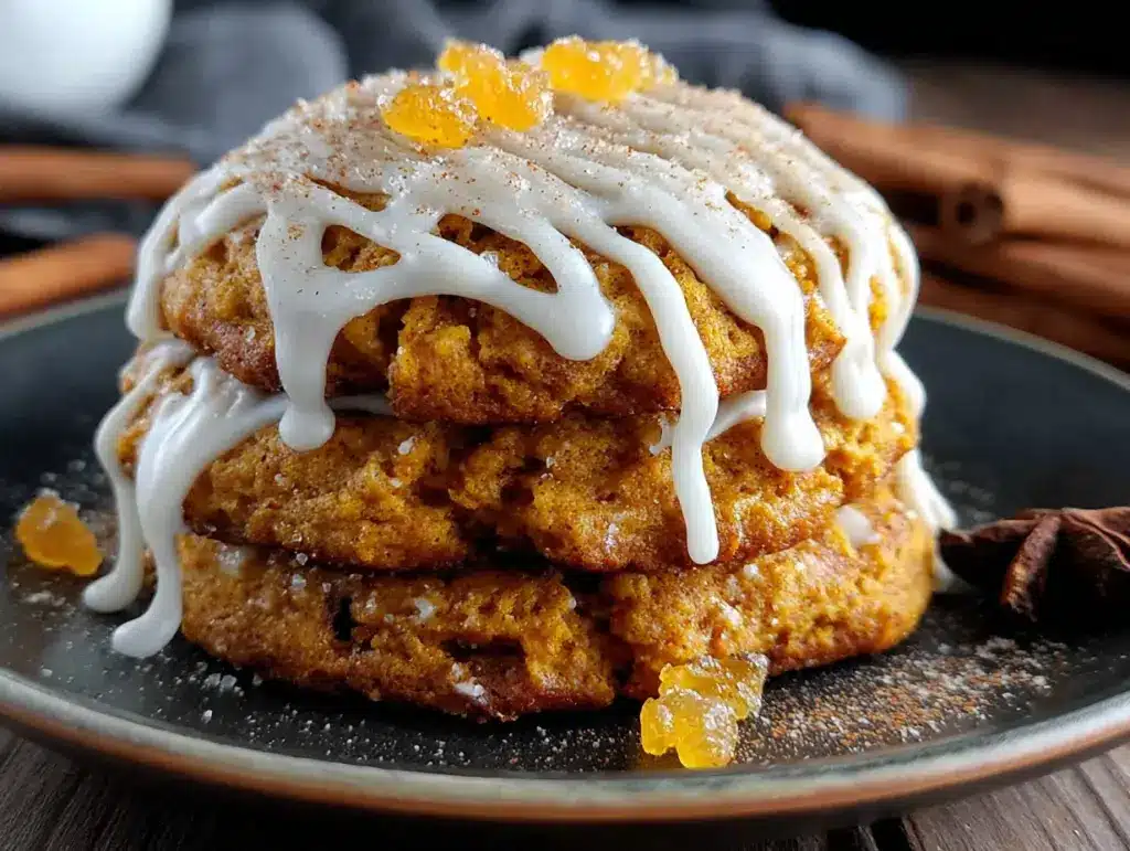 pumpkin cookies with maple cream cheese icing - featured image