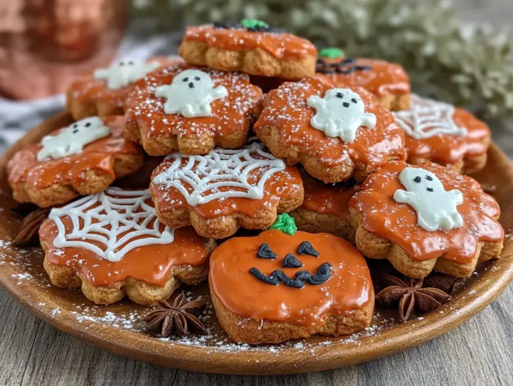 pumpkin spice halloween sugar cookies - featured image