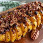 roasted delicata squash with maple pecan crumble - featured image