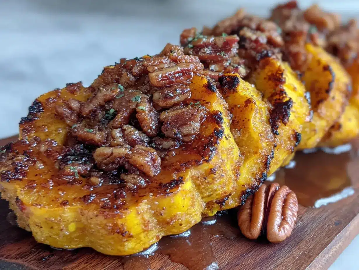 roasted delicata squash with maple pecan crumble preparation steps