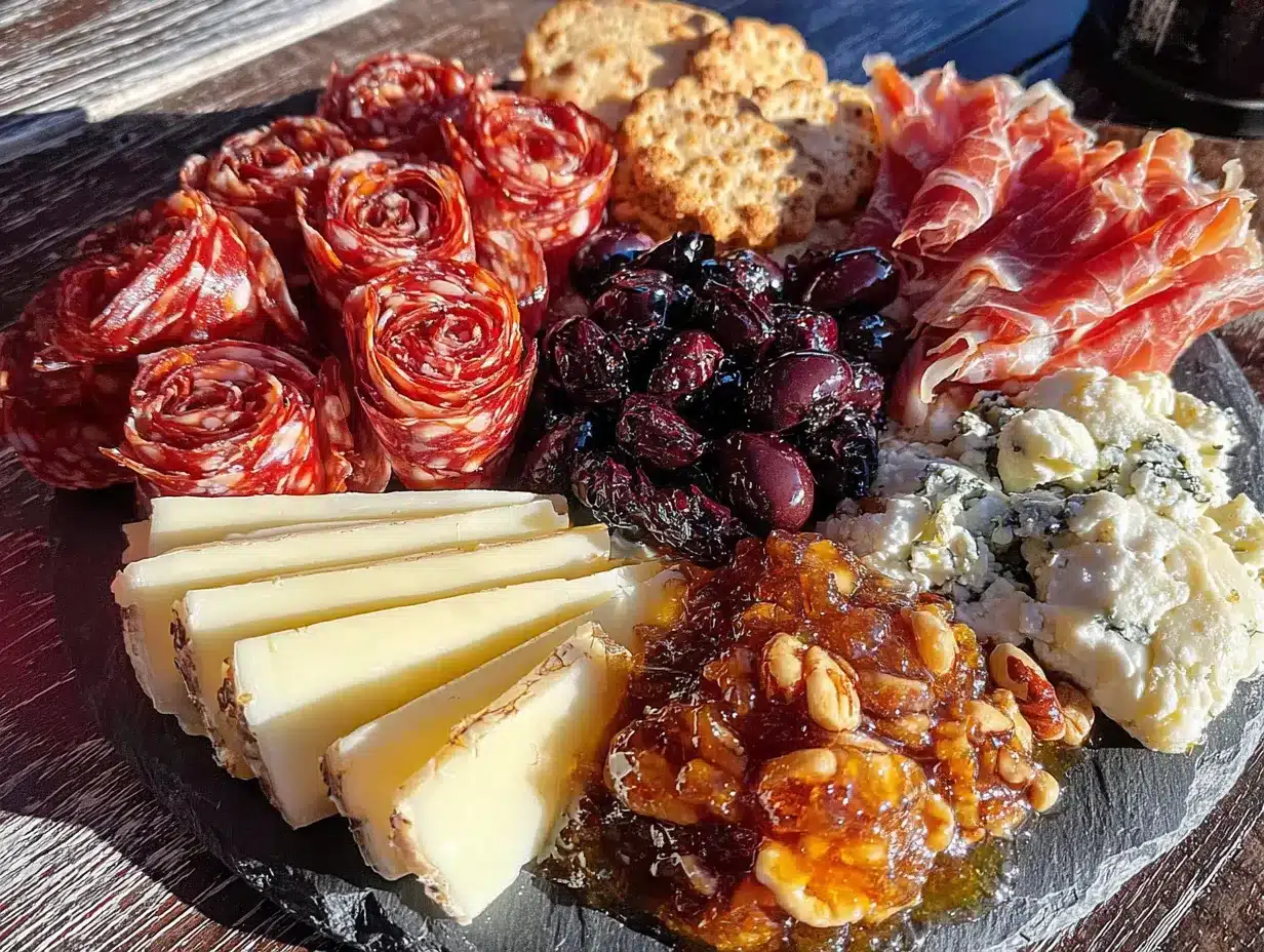 romantic charcuterie board for two preparation steps