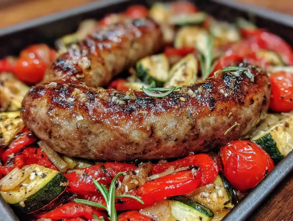 Sheet pan sausage and veggies preparation steps