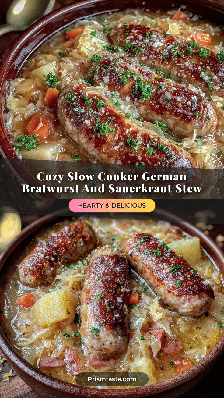 slow cooker German bratwurst and sauerkraut stew recipe