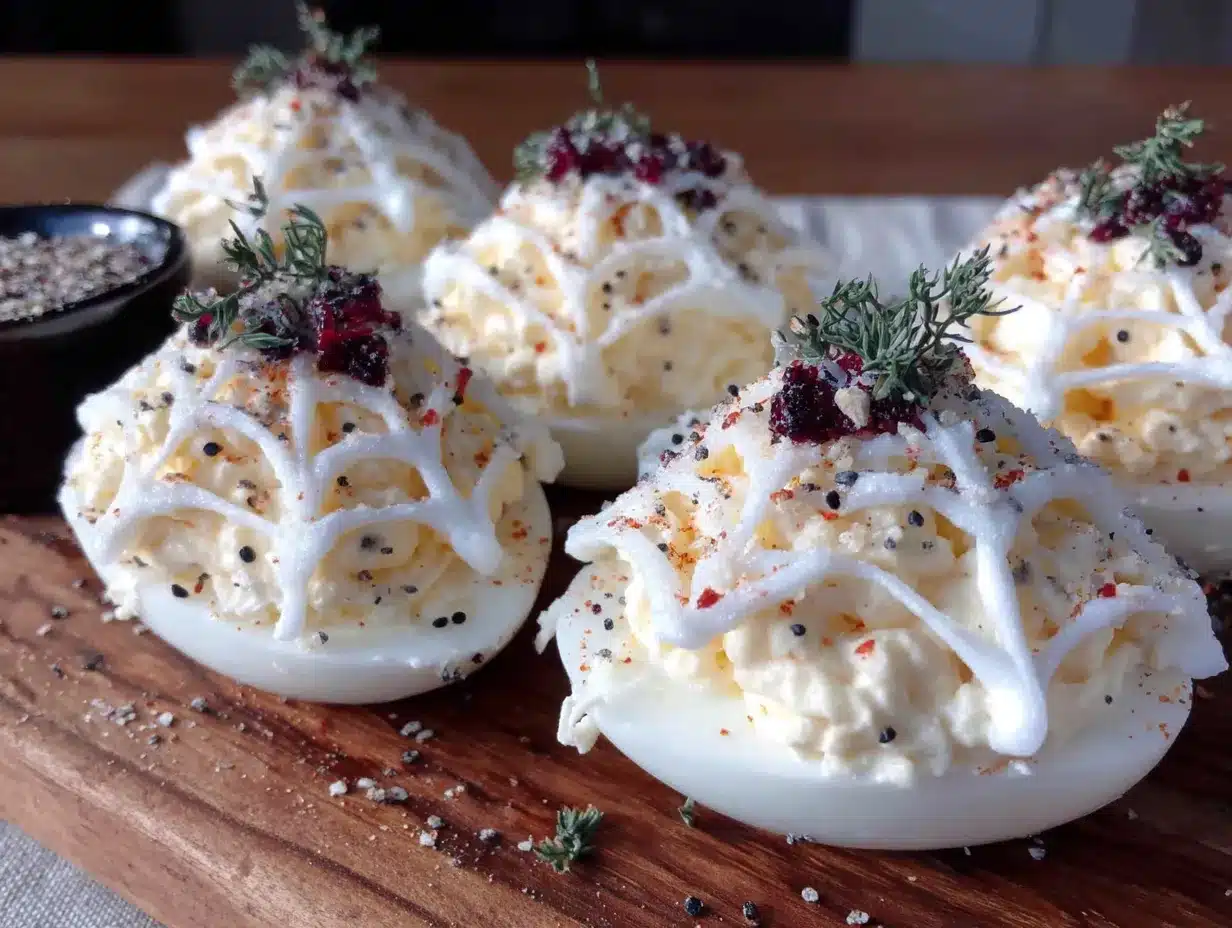 spider web deviled eggs preparation steps