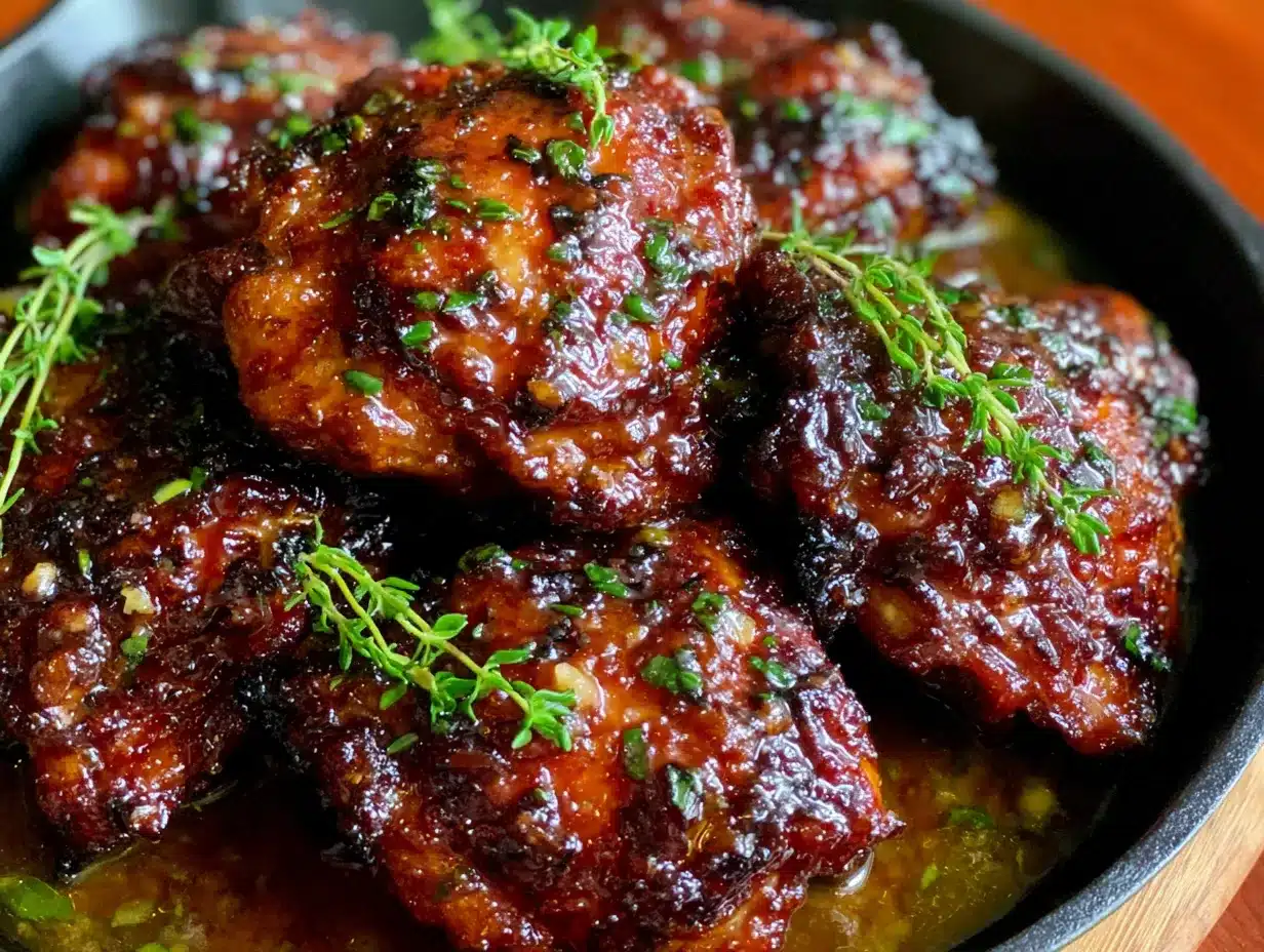 sticky honey garlic chicken thighs preparation steps