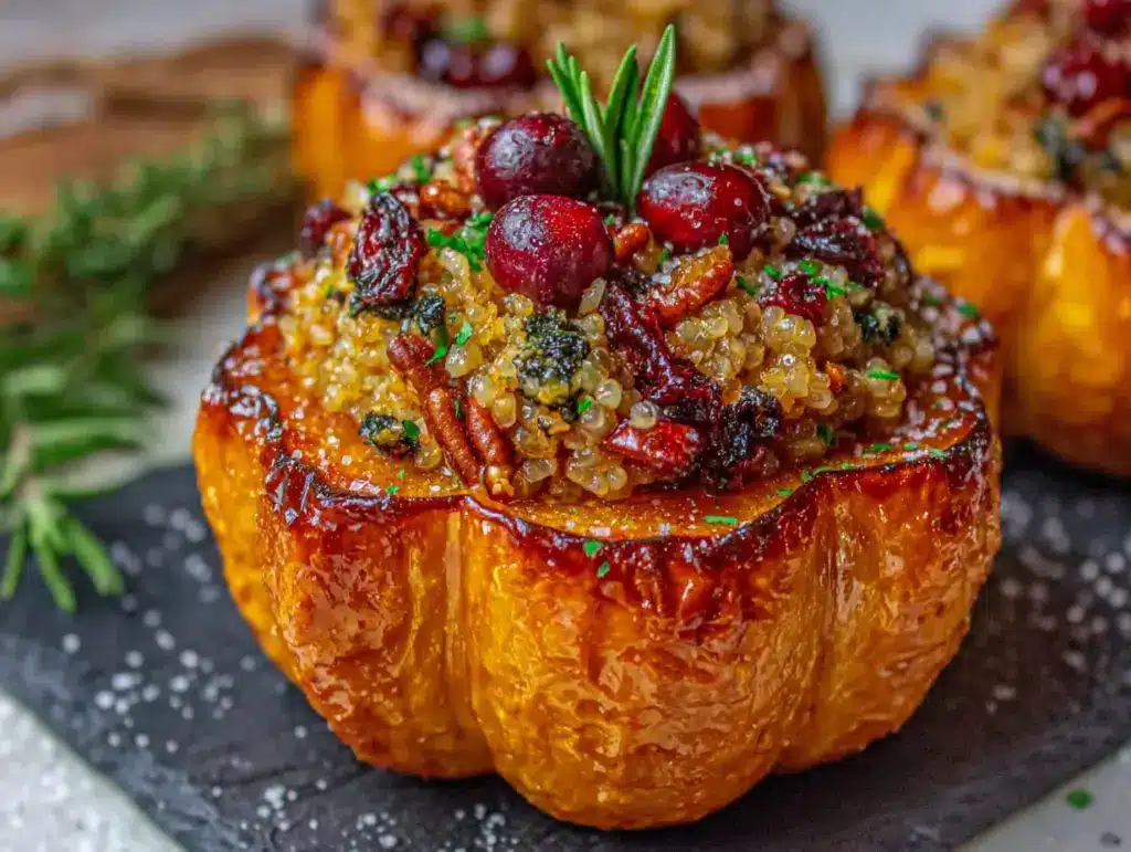 stuffed acorn squash with wild rice - featured image