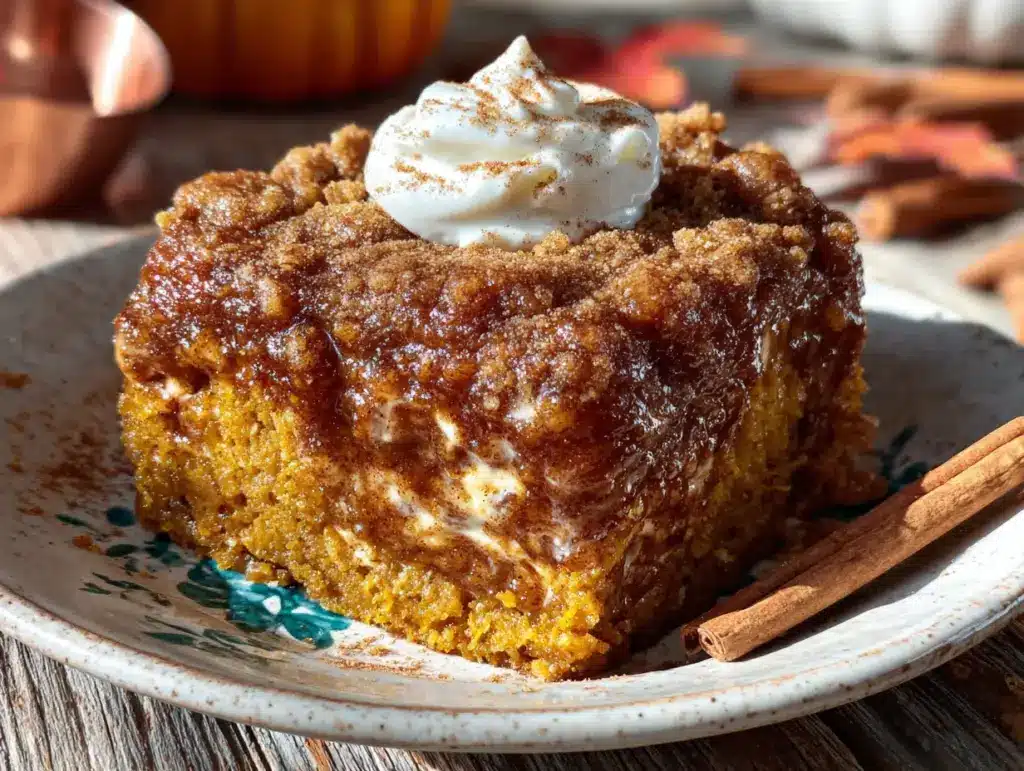 two-ingredient pumpkin dump cake - featured image