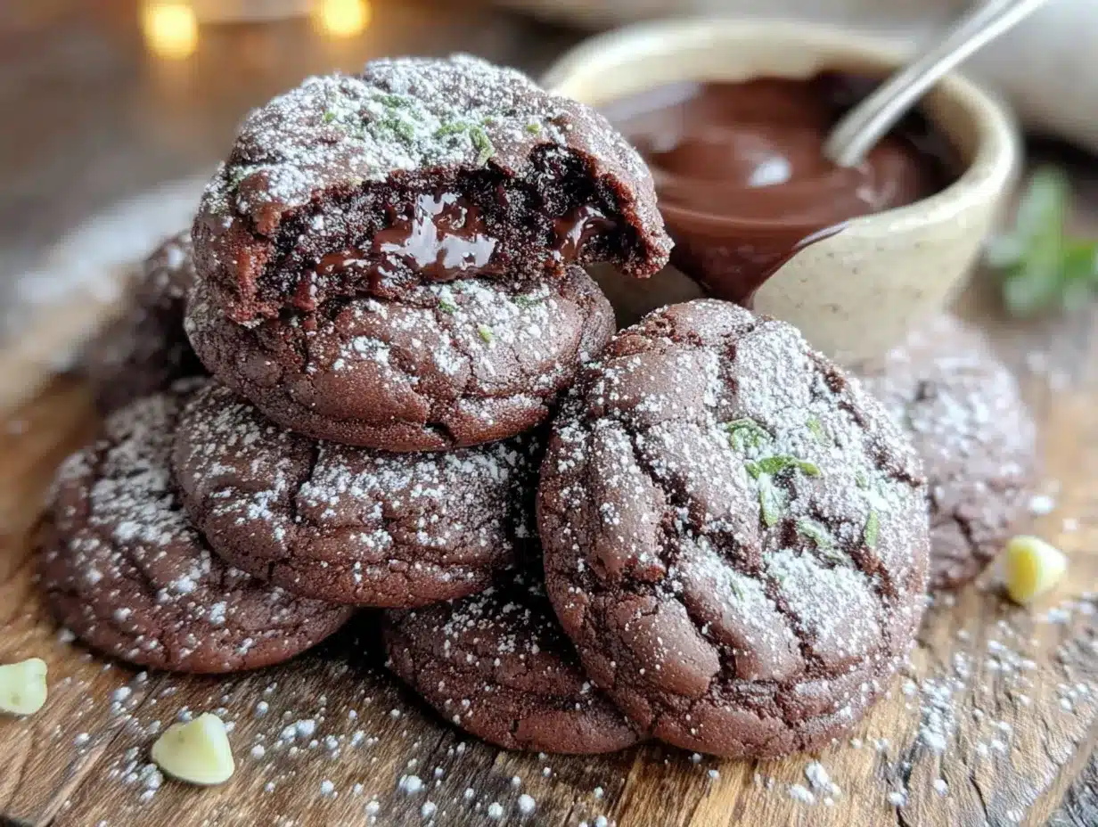 Andes mint chocolate crinkle cookies preparation steps