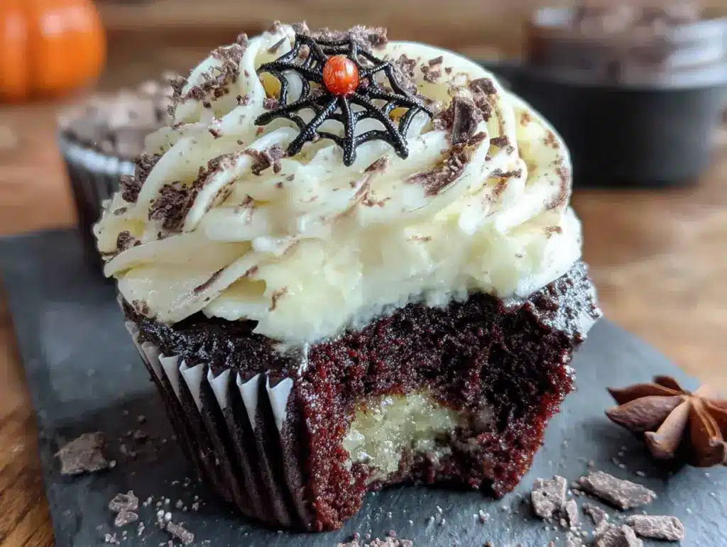 black velvet Halloween cupcakes - featured image