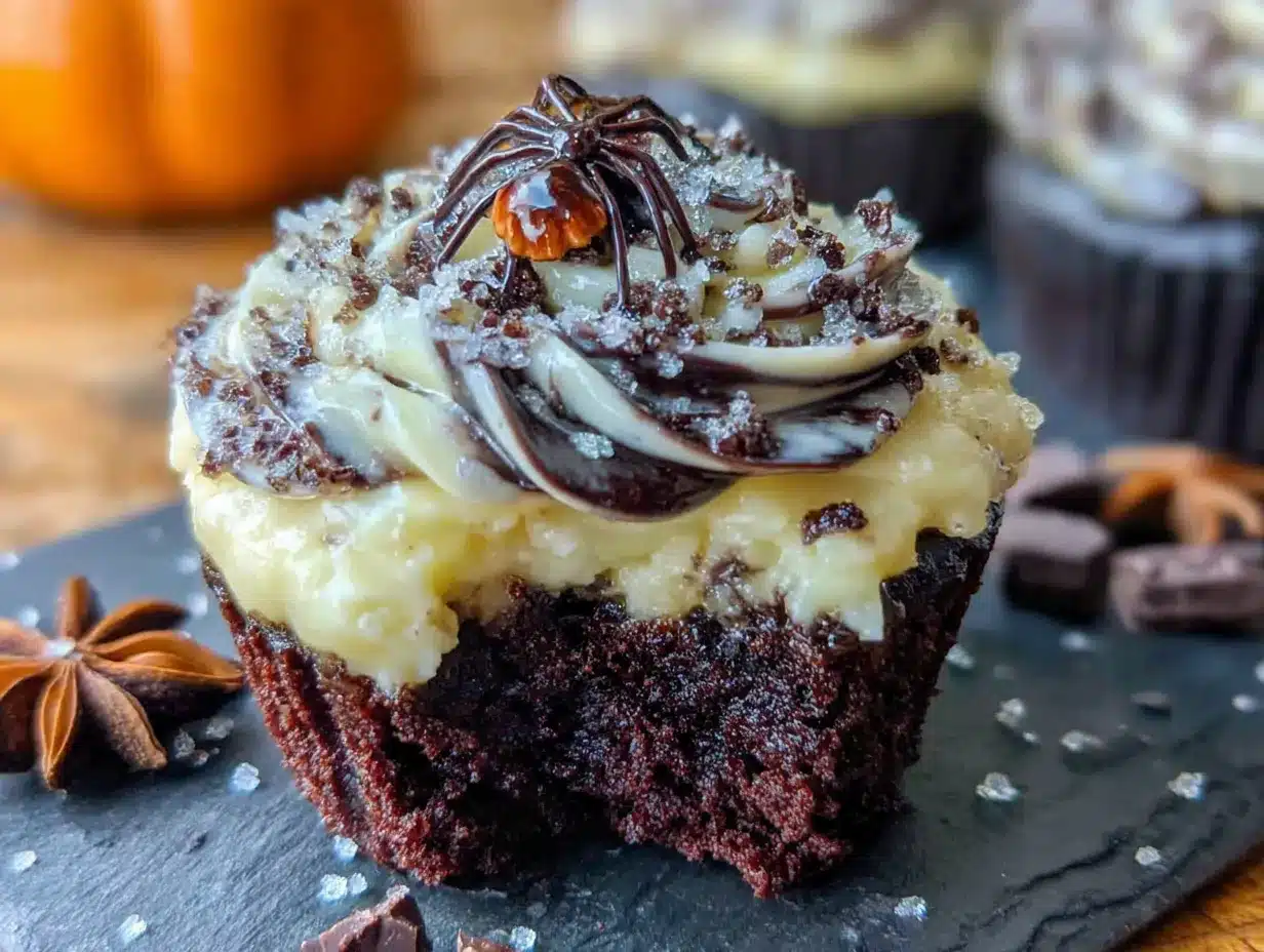 black velvet Halloween cupcakes preparation steps