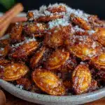 cinnamon sugar baked pumpkin seeds - featured image
