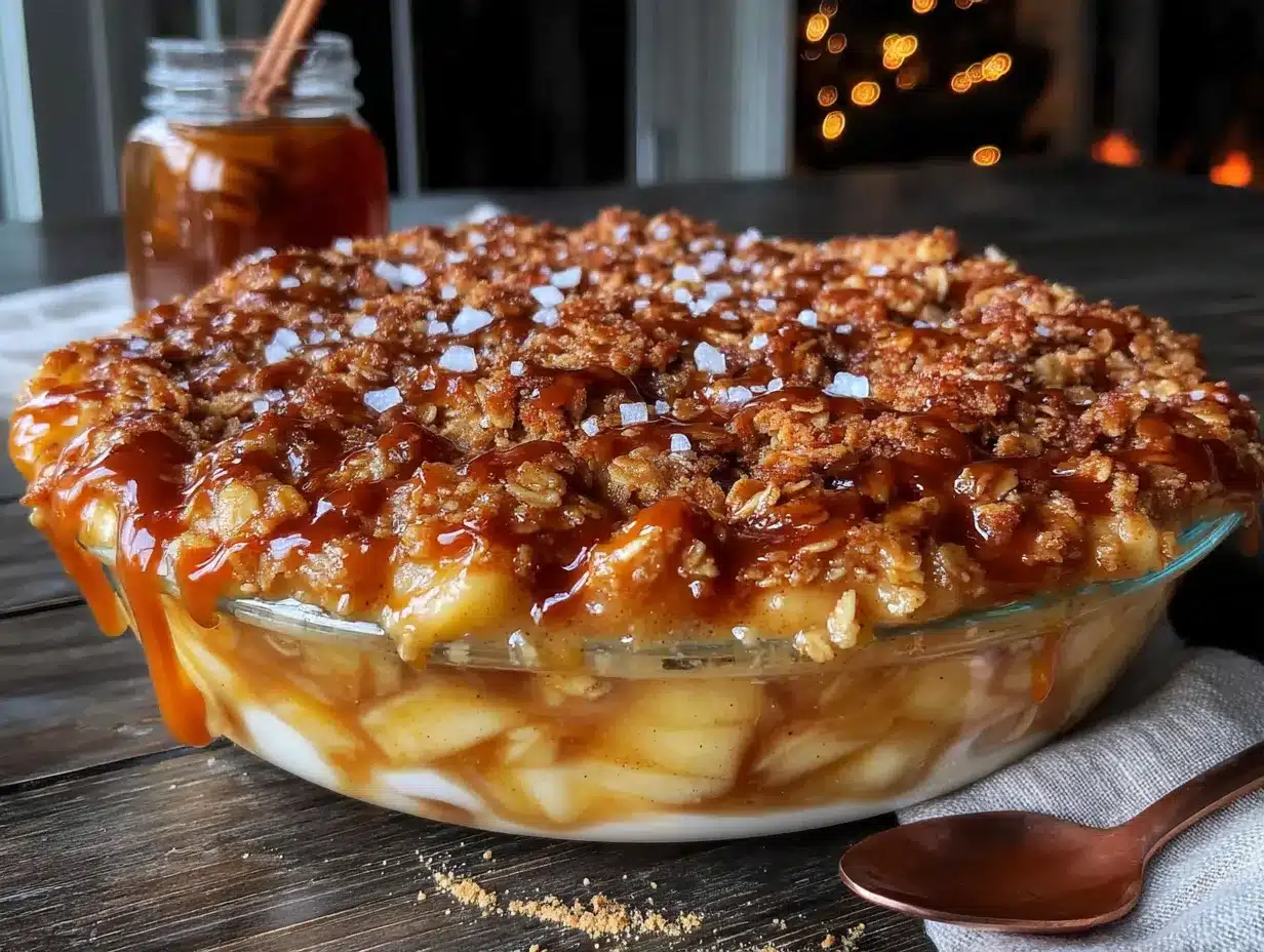 Easy Salted Caramel Apple Crisp preparation steps