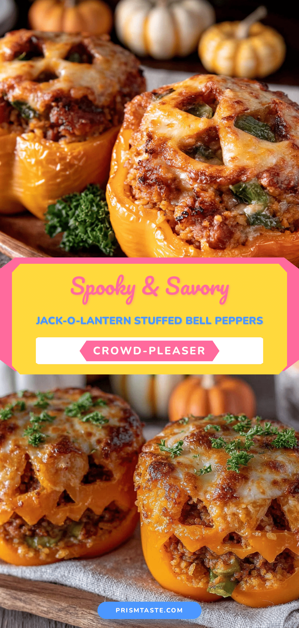 jack-o-lantern stuffed bell peppers recipe